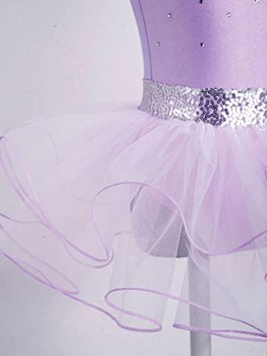 FeShow Kids Girls lantejoulas Rhinestone Ballet Dance Tutu Mesh Dress Ballerina Gymnastics Letard Dancewear