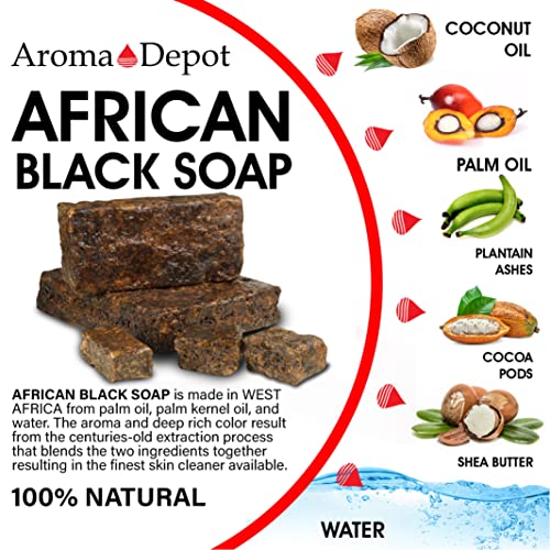 Aroma Depot 1 lb Sabão preto africano / 16 oz de sabão crua natural para acne, eczema, psoríase,