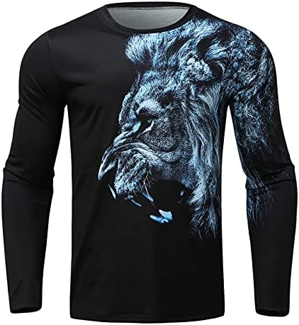 Dueig Tops para homens, Halloween Fall 3d Skull Tiger Lion Impresso Crewneck T-shirts Basic Camisetas