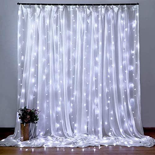 Weillsnow 300 luzes de cortina de LED para quarto, 9,8ftx6,6ft conectável 8 Modos Twinkle Modos Twinkle