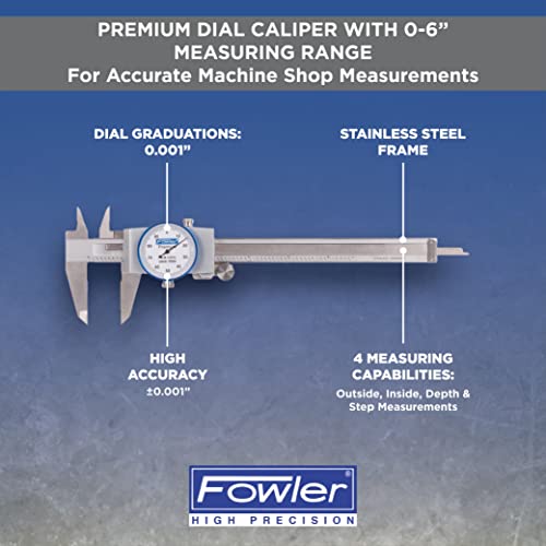Fowler 52-008-706-0, pinça de discagem premium com faixa de medição de 0-6 e 52-520-199-0, base magnética