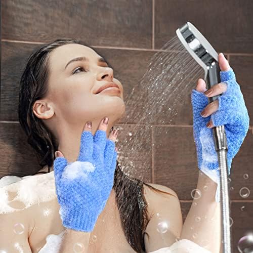 Luvas de banho esfoliantes sem dedos Evridwear para chuveiro, leve, textura moderada e pesada, removedor de
