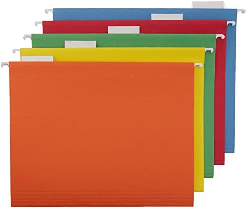 Pastas de arquivo do organizador suspenso do Basics - Tamanho da letra, cores variadas, pastas de pacote de 25