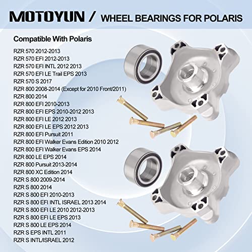 Kit de rolamento de cubo de roda dianteira MoToyun 2pc Compatível com Polaris RZR 570 EFI 2012-2013,