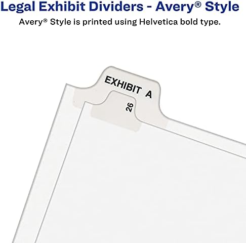 Avery 11913 Avery Legal Exhibit Side Divider, Título: 3, Carta, Branca, 25/Pacote
