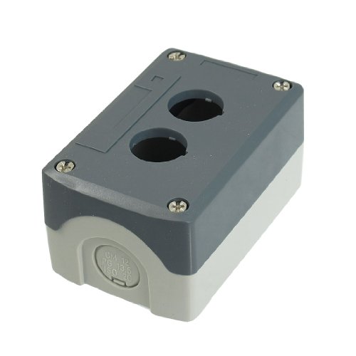 Caixa de controle de botão de botão de 2 orifícios de 2 orifícios UXCELL, 22 mm de diâmetro, plástico cinza