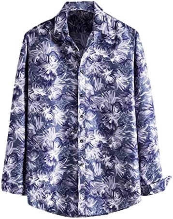 Xxbr camisas havaianas para masculino, manga longa botão de outono para baixo camisa virada geométrica de leopardo