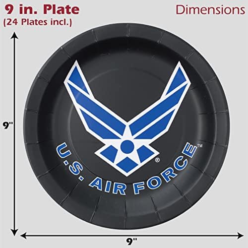 Havercamp U.S. Air Force 9 pol. Placas de festa! Inclui 24 pratos de redondos no logotipo oficial da Força