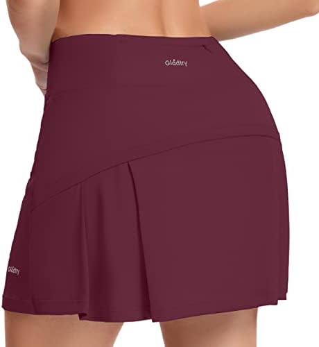 Saias de golfe de tênis feminina de Gladtry com bolsos, saias atléticas plissadas de cintura alta para esportes