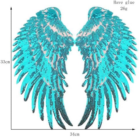 1 PAIR lantejoulas angelas asas diy bordado ferro em remendos apliques para decoração de roupas