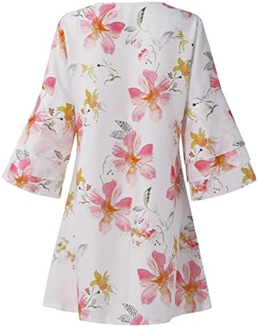 Vestidos havaianos nokmopo para mulheres Moda Temperamento Elegante decote em V 3/4 Mini vestido de mangas