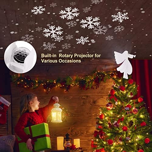 Topper de árvore de anjo de Natal com luzes do projetor de floco de neve LED integradas Tampa de árvore
