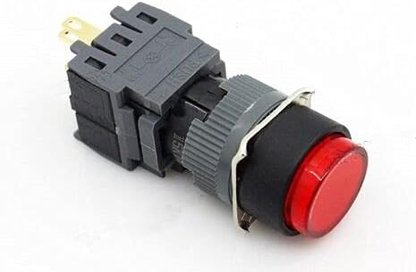 Switch de 16 mm Indicador redondo automático 5A 220VAC DPDT F16-272 Dipe a cor vermelha e original -