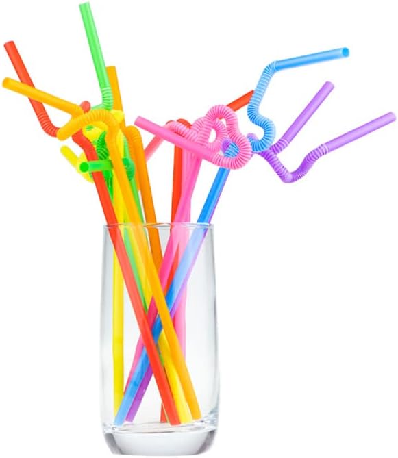 100pcs dispensáveis ​​de canudos de bebida colorida, 7 cores canudos flexíveis 13 polegadas de palha