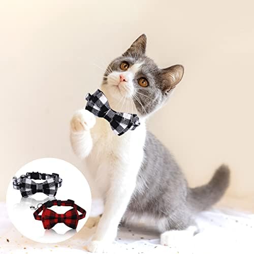 Sliverdew 2 PCs colar de gatinho breakaway com colarinhos de gato de tie bell para garotos gatos de gato