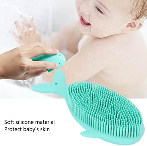 Escova de chuveiro de silicone, escova de banho de bebê para cabelos macios e delicados para esfoliação