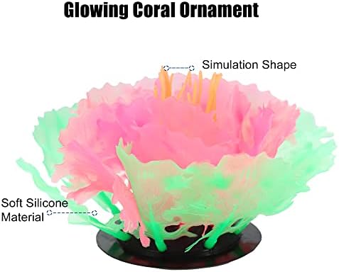 Vocoste Aquarium Simulação Planta aquática de coral, ornamentos de brilho de coral fluorescente de silicone