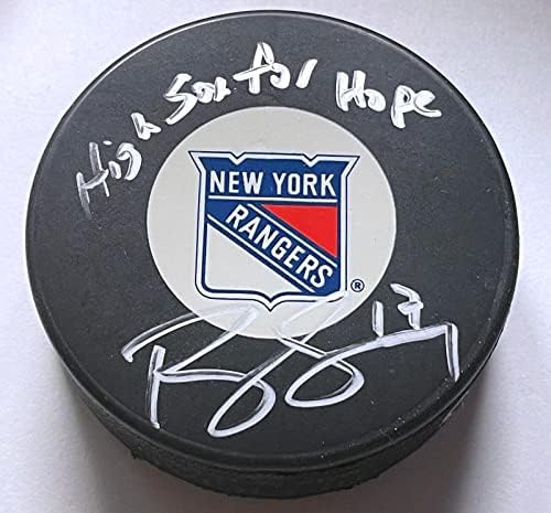 Brandon Dubinsky assinou e inscreveu High Sox para Hope Rangers Steiner NHL Puck - Pucks de NHL autografados