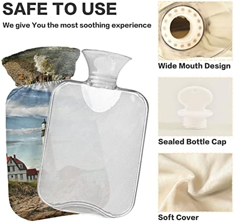 Garrafas de água quente com capa Lighthouse Hot Water Bag para alívio da dor, cólicas menstruais, bolsa de água