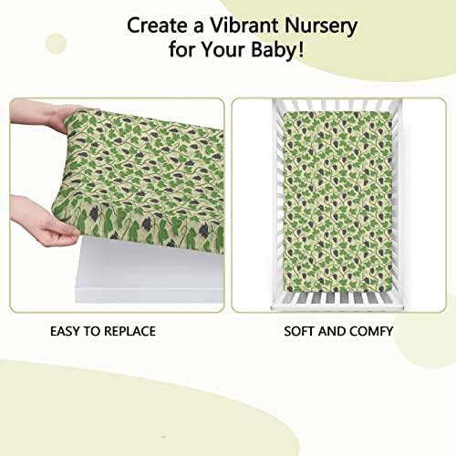 Videira com tema de mini folhas de berço, lençóis portáteis de mini berço para crianças pequenas lençóis de colchão