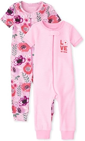 A Criança Infantil Baby Toddler Girls Snug Fit Cotton Zip-Front One Piece Pijama com pés