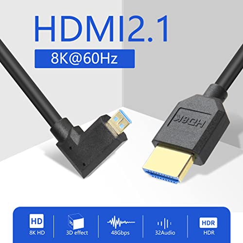 YACSEJAO MICRO HDMI TO CABO HDMI enrolado 8K HDMI 2.1 Cabo telescópico Suporte de cabo de alta velocidade