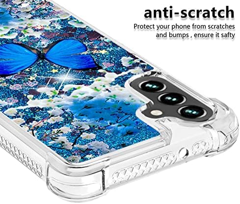 Caiyunl para Samsung Galaxy A14 5G Caixa com protetor de tela de vidro, Glitter Bling Flutuante Liquid Girls