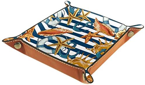 AISSO COnch Starfish Starfish Anchor Leather Bandey Organizador de carteiras, relógios, chaves, moedas,