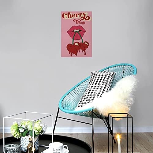 Minimalista de cereja vermelha de cerejeira rosa abstrato abstrato oduto sala de pintura estética pôster sala de estar lina de lona Posters de pintura e estampas imagens de arte de parede para decoração de quarto da sala de estar 24x36in (60x90