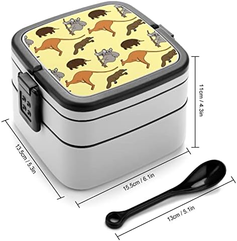 Kongaroo e coala fofos imprimem tudo em uma caixa de bento para adulto o almoço com colher para escola