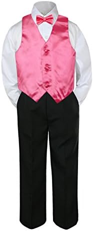 4pc bebê criança criança menino fester terno de calça preta camisa colete gravata borbole