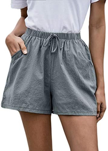 LCEPCY WOMENS Casual Casual Cantura elástica de linho de algodão confortável Summer praia de shorts leves