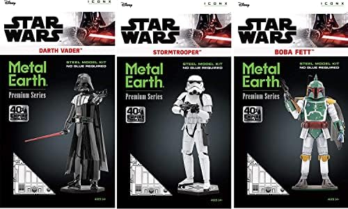 Metal Earth Premium Series 3D Model Kits Star Wars Conjunto de 3 - Darth Vader - Stormtrooper -