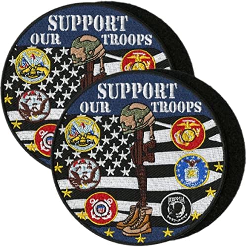 2PC Apoio nossos patches de tropas 4 ”| Tático dos EUA Pow Pow Mia American | Patch bordado uniforme pequeno