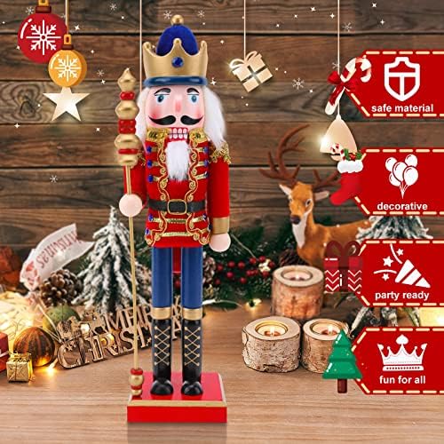 Acetop Wooden Nutcracker Figuras 15in/38 cm Decorações de natal de quebra -nozes rei, decoração tradicional