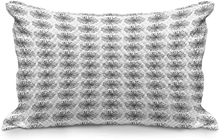 Ambesonne Floral acolchoado na capa de travesseiro, conceito repetitivo de silhuetas de flores de