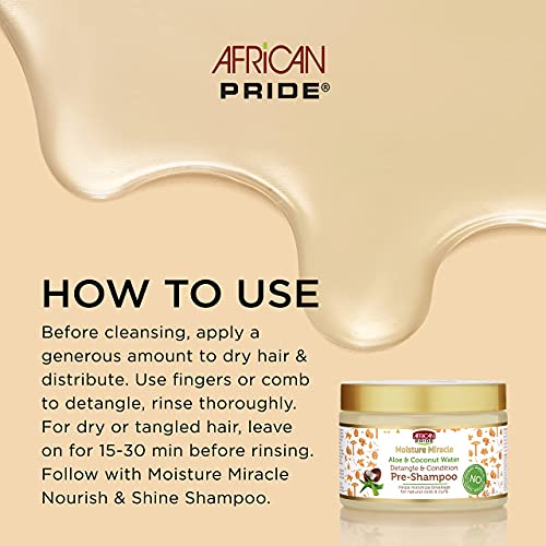 Africana Orgulho Mirra Milagre pré -shampoo, e xampu de óleo de coco e mel - ajuda