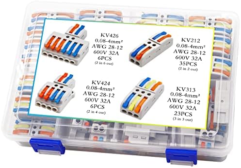 SUNXEKE 70 PCS Conectores de fio Kit de sortimento compacto de splicing de splicing incluem 2 em 2 out/3