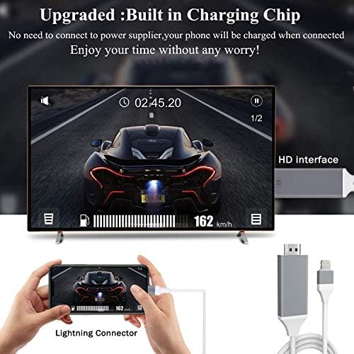 [Apple MFI Certified] Lightning to HDMI Digital AD Adapter Cable, compatível com iPhone iPad para HDMI
