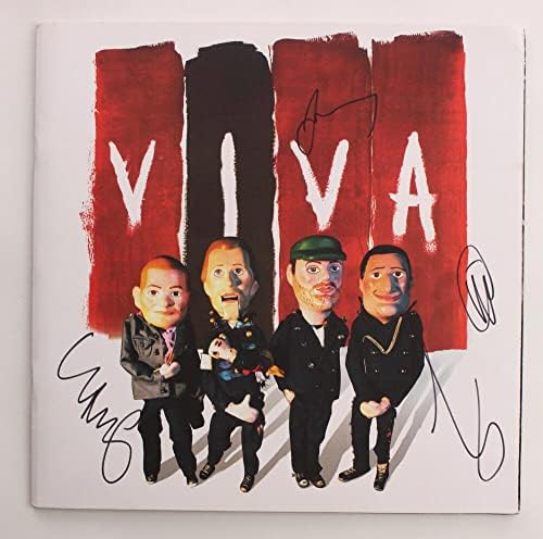 Coldplay Full Band assinou o autógrafo Viva La Vida Tour Program Livro com James Spence Letter of Authenticity JSA Coa - Assinado por Guy Berryman, Jonny Buckland, Will Champion, Chris Martin - Parachutes, uma onda de sangue na cabeça, X & Y, Viva La Vida Ou morte e todos os seus amigos, Mylo Xylo