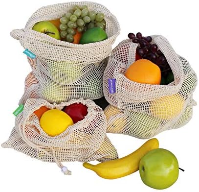 Algodão reutilizável Earthwise Conjunto de sacos premium de 12 sacos de supermercado Material durável e ecológico