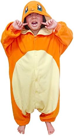 Sazac Kigurumi - Pokemon - Charmander - Onesie Costume de Halloween de macacão - Tamanho do Kids Orange