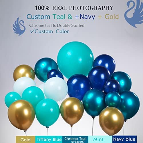 Chrome Teal Marinha azul -balão de ouro Garland Arch Kit 153pcs
