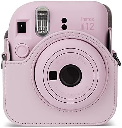 Caixa da câmera Flamdoo compatível com Fujifilm Instax Mini 12, capa de couro PU com bolso e alça