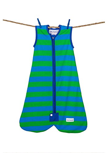 Little Fishkopp Cotton Organic Cotton Baby Sleep Bag, Stripes, 2,5 Tog, verde/azul, pequeno