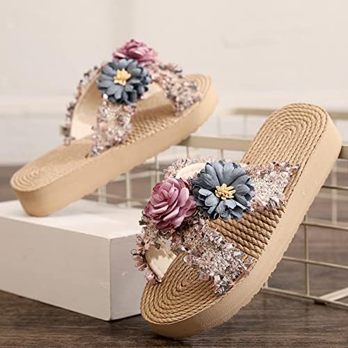Moda de verão Sapatos meninas meninas de solas grossas deslizamentos leves na flor aberta do pé de