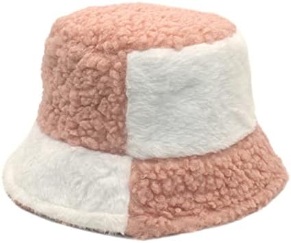 Chapéu de balde peludo para mulheres de inverno inverno quente pescador de pelúcia fofa sherpa chapéu
