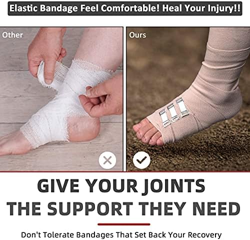 Fresinider Elastic Bandage Wrap 4 Pack + 24 clipes | A bandagem de compressão de alongamento se