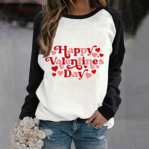 Camiseta gráfica de coração fofo para feminino para o dia dos namorados da feminina Pullover de moletom