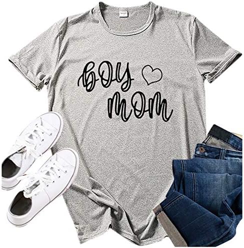 Camisa da mãe para mulheres para mulheres T-shirt Mãe de meninos Tops engraçados Casual Carta de verão